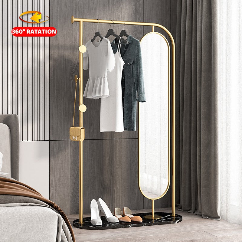 ゴールドミラー付きハンガーラック01|誉PRINTING