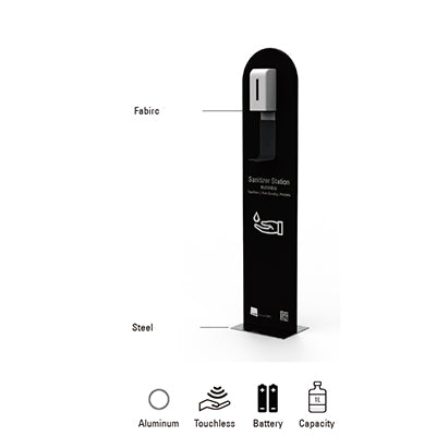 【コロナ対策】自動手指消毒器 印刷パネル付フロアタイプ AHS-008|誉PRINTING
