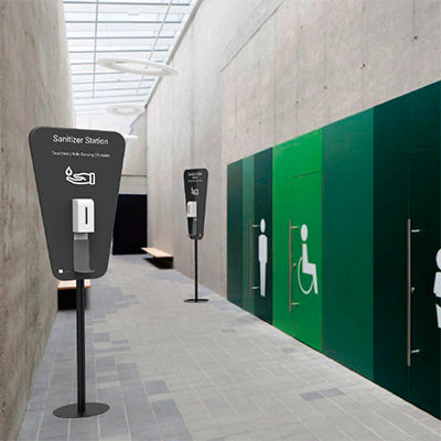 【コロナ対策】自動手指消毒器 印刷パネル付フロアタイプ AHS-007|誉PRINTING