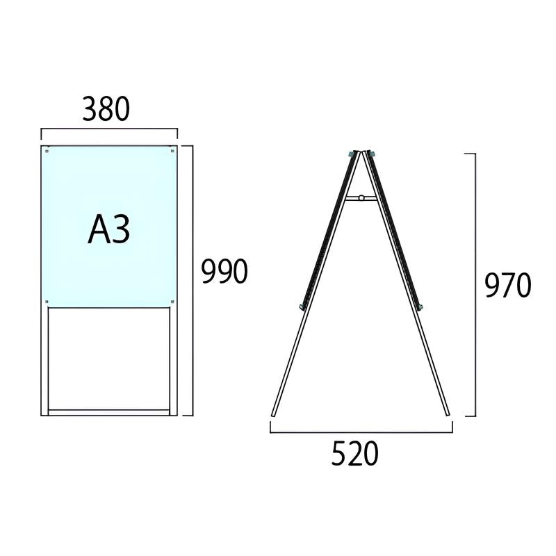 ブラックポスター用スタンド看板 A3縦ハイ両面 ブラック|誉PRINTING