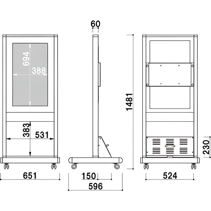 電子サイネージ用 自立移動式T型スタンド 32型用|誉PRINTING