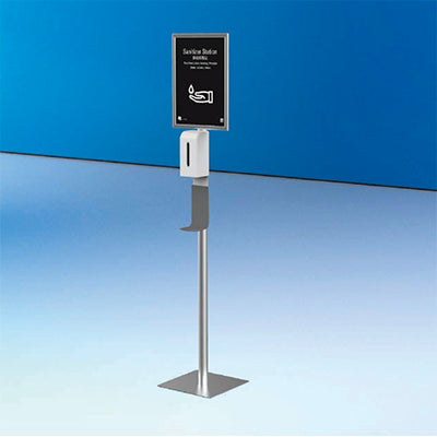 【コロナ対策】自動手指消毒器 A3パネル付フロアタイプ AHS-010|誉PRINTING