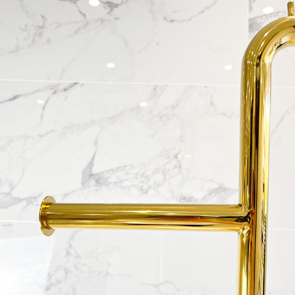 高級ショールームショップフロアスタンドディスプレイ棚女性服店デザイン金属服ゴールドディスプレイスタンド|誉PRINTING