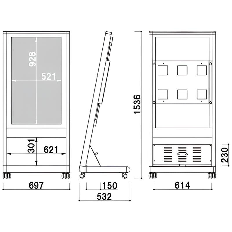 電子サイネージ用 自立移動式L型スタンド 43型用|誉PRINTING