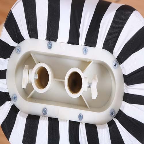 【ストライプデザイン×木製アーム】女性 ハーフボディマネキン|誉PRINTING