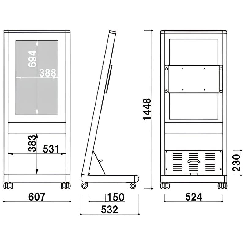 電子サイネージ用 自立移動式L型スタンド 32型用|誉PRINTING