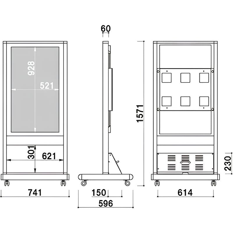 電子サイネージ用 自立移動式T型スタンド 43型用|誉PRINTING