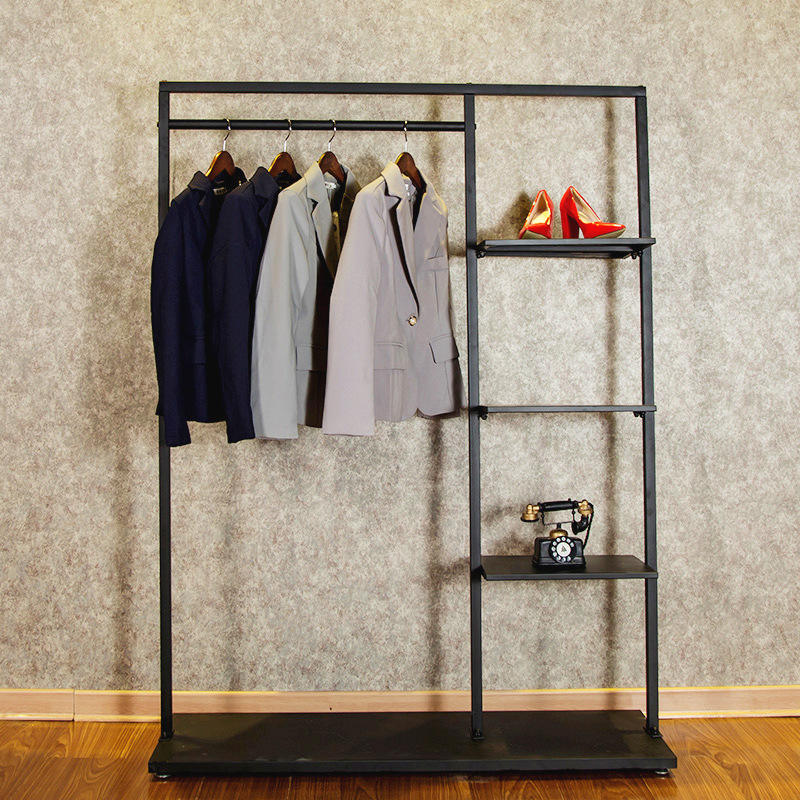 衣類ディスプレイラックカスタマイズ衣類ディスプレイラックメーカーフロアディスプレイユニットコートスタンドハンガー棚付き|誉PRINTING