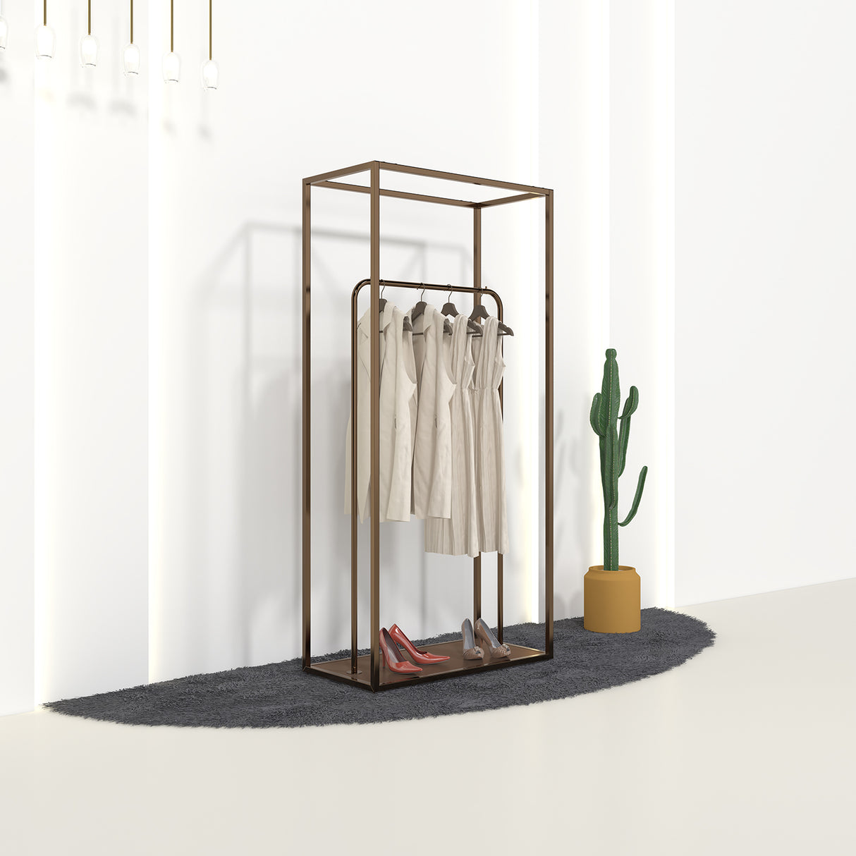 高級衣類ディスプレイラックスタンドウォールキャビネット/エレガントなデザインレディース衣類ディスプレイラック|誉PRINTING