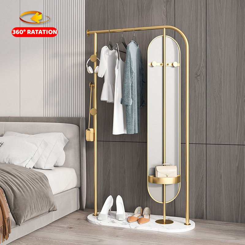 ゴールドミラー付きハンガーラック01|誉PRINTING