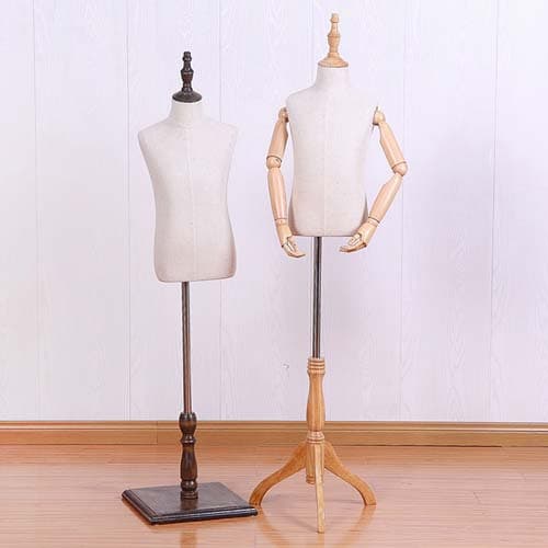 【リネン素材×木製アーム】子供用 ハーフボディマネキン|誉PRINTING