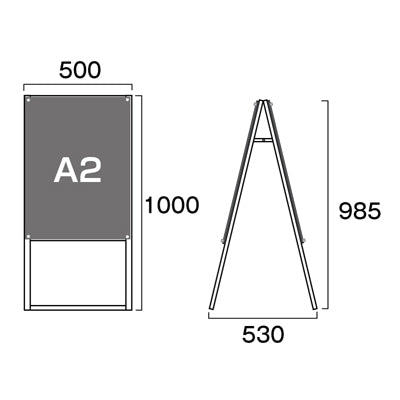 ポスター用スタンド看板 A2両面 ブラック/ホワイト|誉PRINTING