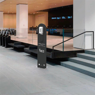 【コロナ対策】自動手指消毒器 印刷パネル付フロアタイプ AHS-008|誉PRINTING