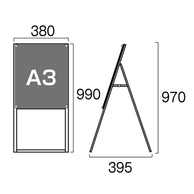 ポスター用スタンド看板 A3縦ハイ片面 ブラック/ホワイト|誉PRINTING