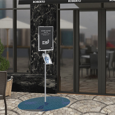 【コロナ対策】消毒液用 A3パネル付スタンド AHS-011|誉PRINTING