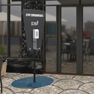 【コロナ対策】自動手指消毒器 印刷パネル付フロアタイプ AHS-007|誉PRINTING
