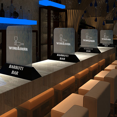 【コロナ対策】デザイナーズパーテーション 卓上 ブラックスタンド(ヘリンボーン)|誉PRINTING