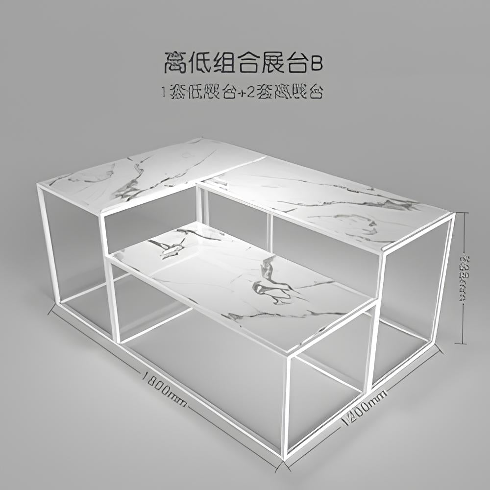 白大理石靴ディスプレイスタンド小売店の女性バッグシューズディスプレイテーブル|誉PRINTING