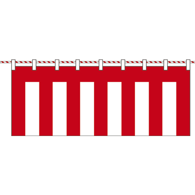 紅白幕 メッシュ (縫合せ) 3間 180cm×5.4m-01400105C