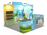 1小間 展示会ブース BOOTH-O｜幅3m ストレート壁面 ヘッダー付き＋サイドウォール2枚＋棚3段