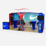 2小間 展示会ブース BOOTH-Y｜アーチ＋カーブ壁面2連（マルチディスプレイスタンド・カウンター付）