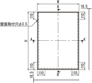 ポスターパネル 131 壁面取付穴位置と外形寸法図｜誉PRINTING