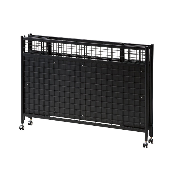 中折れワゴン ネットタイプ黒 W1200 | 4面ネット可変式 | 折りたたみ・キャスター付