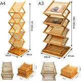 竹製 5段カタログスタンド｜折りたたみ式・組立不要｜ A4/A3 パンフレットラック