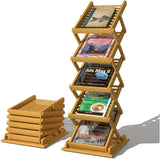 竹製 5段カタログスタンド｜折りたたみ式・組立不要｜ A4/A3 パンフレットラック