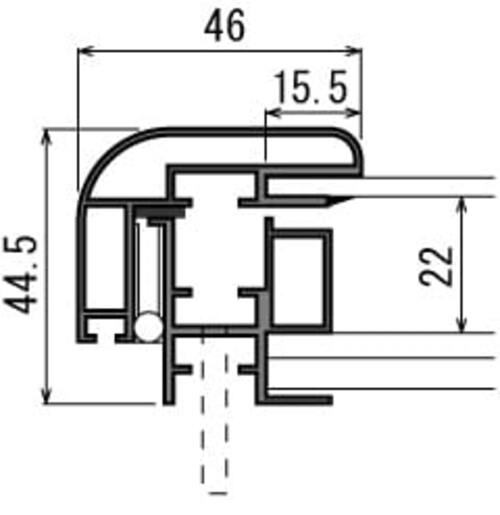 屋外用大型壁面掲示板 6618 はね上げ式 プッシュロック フレーム断面寸法・構造図｜誉PRINTING