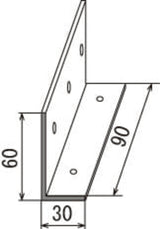 看板用壁面取付アングル 穴加工付きL型金具寸法図｜誉PRINTING