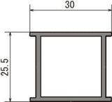 看板用中桟 30×25.5mm アルミフレーム断面図｜誉PRINTING