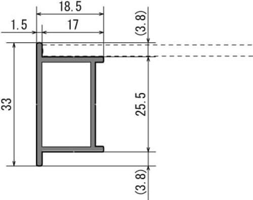 看板用土台フレーム部材 670BB アルミ棒材の断面寸法図 33×18.5mm｜誉PRINTING