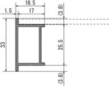看板用土台フレーム部材 670BB アルミ棒材の断面寸法図 33×18.5mm｜誉PRINTING