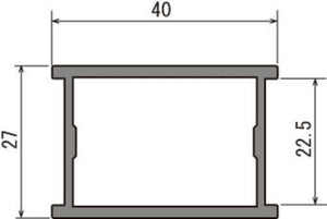 大型看板用金具 673用金具 40×27mm中桟用アルミ部材 断面図｜誉PRINTING