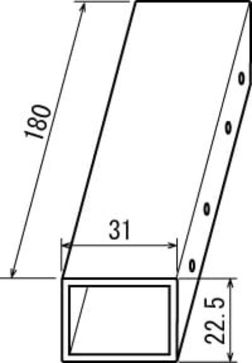大型看板用金具 673用金具 22×12.5mm補強角パイプ 寸法図｜誉PRINTING