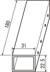 大型看板用金具 673用金具 22×12.5mm補強角パイプ 寸法図｜誉PRINTING