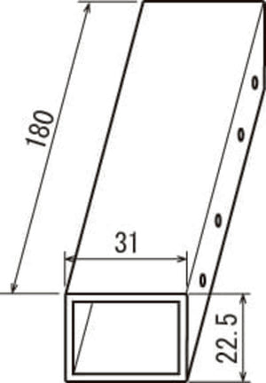 大型看板用金具 673用金具 22×12.5mm補強角パイプ 寸法図｜誉PRINTING