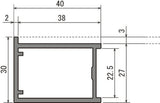 大型看板用土台フレーム部材 673BB アルミ棒材40×30mm 断面寸法図｜誉PRINTING