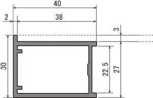 大型看板用土台フレーム部材 673BB アルミ棒材40×30mm 断面寸法図｜誉PRINTING