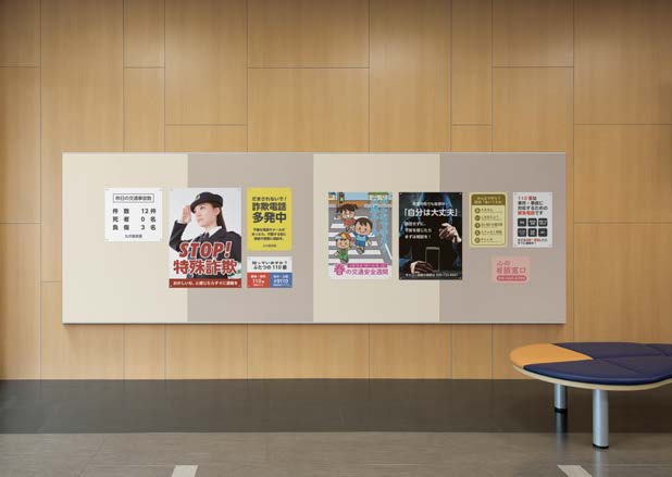 掲示ボード 698 連接マグネット掲示板 オフィス・公共施設の壁面設置イメージ｜誉PRINTING