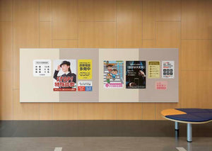 掲示ボード 698 連接マグネット掲示板 オフィス・公共施設の壁面設置イメージ｜誉PRINTING
