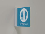 突き出しピクトサイン 7D707 小型室名札 トイレ案内 両面表示の設置イメージ｜誉PRINTING