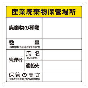 廃棄物保管場所標識