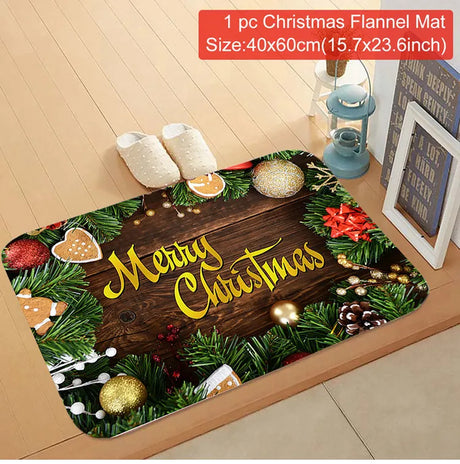 【インテリア用品】クリスマス柄プリント玄関マット