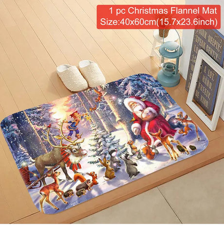 【インテリア用品】クリスマス柄プリント玄関マット