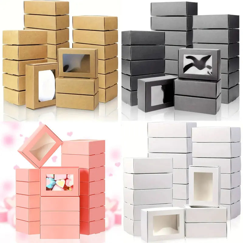 |イベント・ノベルティ用品 |クラフト紙 透明窓付きギフトボックス | W8.5xH3xD6cm