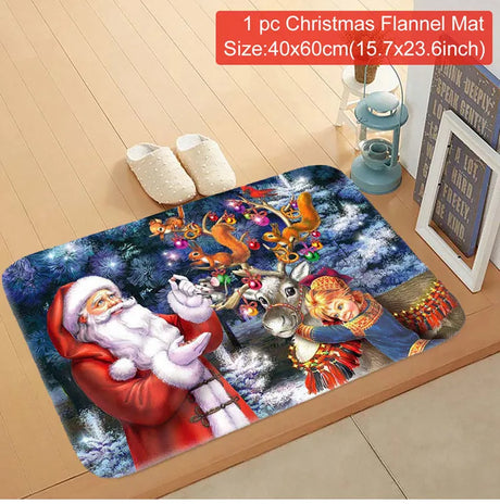 【インテリア用品】クリスマス柄プリント玄関マット