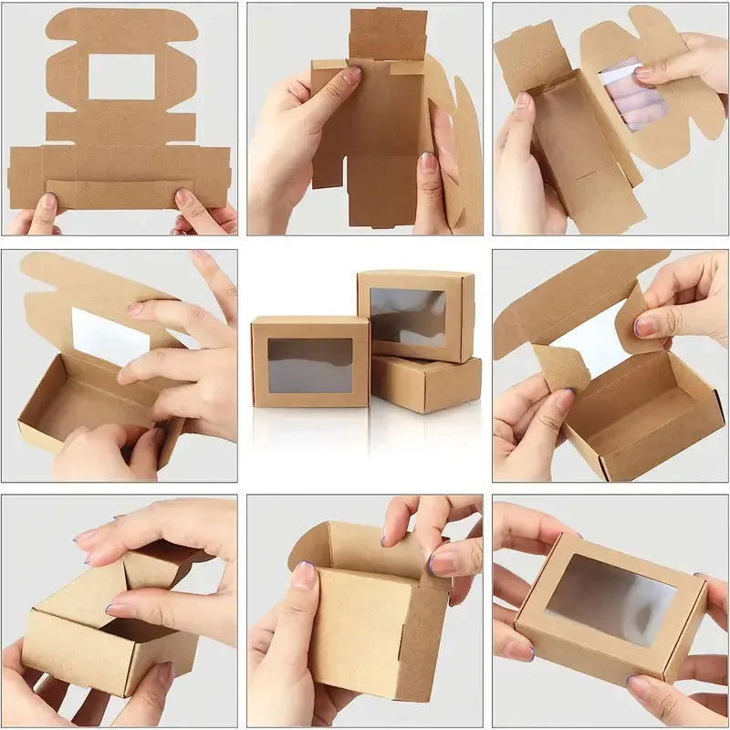 |イベント・ノベルティ用品 |クラフト紙 透明窓付きギフトボックス | W8.5xH3xD6cm