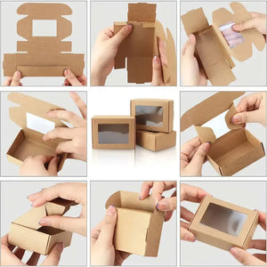 |イベント・ノベルティ用品 |クラフト紙 透明窓付きギフトボックス | W8.5xH3xD6cm